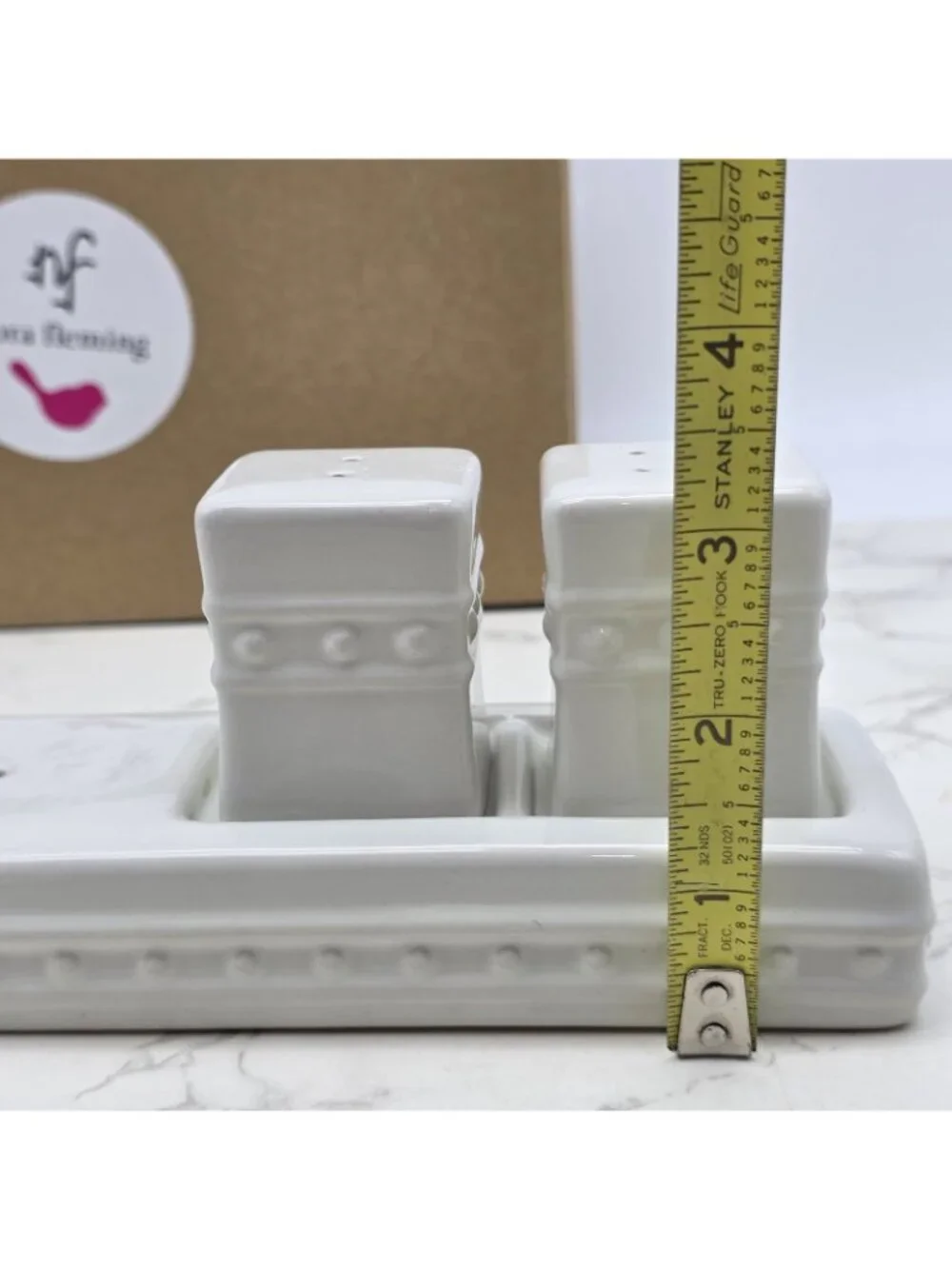 Nora Fleming PEARL DOT Salt & Pepper Shaker Set with Tray and 3 Minis S6B NEW